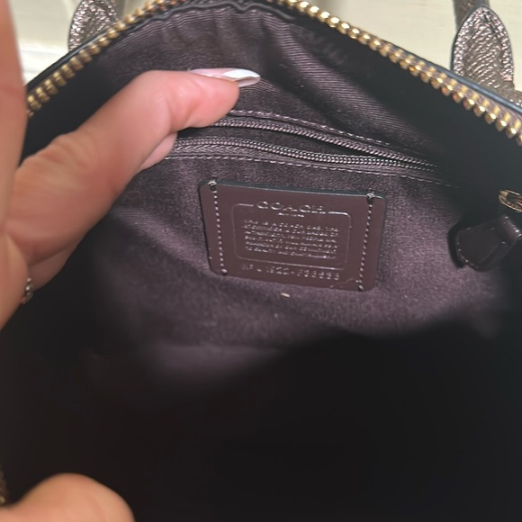 Coach dark brown monogram and leopard trim side Bennet tote or crossbody - Picture 10 of 12